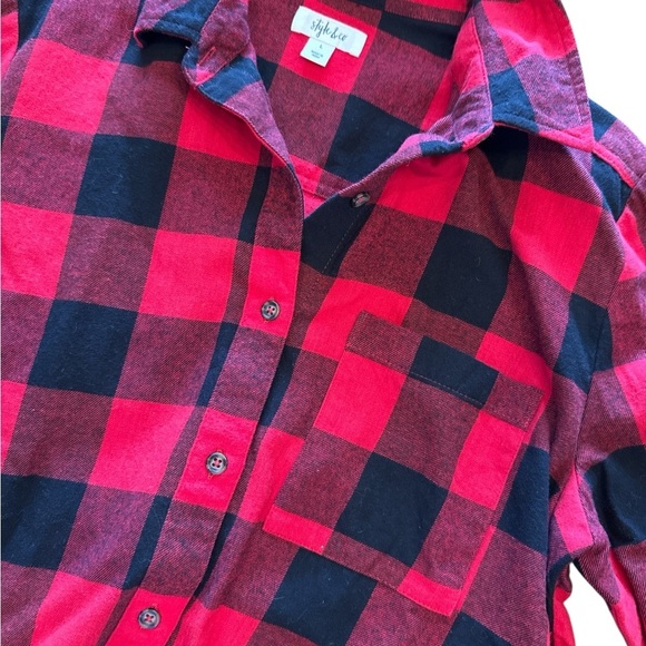 Style & Co Red and Black Plaid Women’s Flannel Shirt - Picture 5 of 6